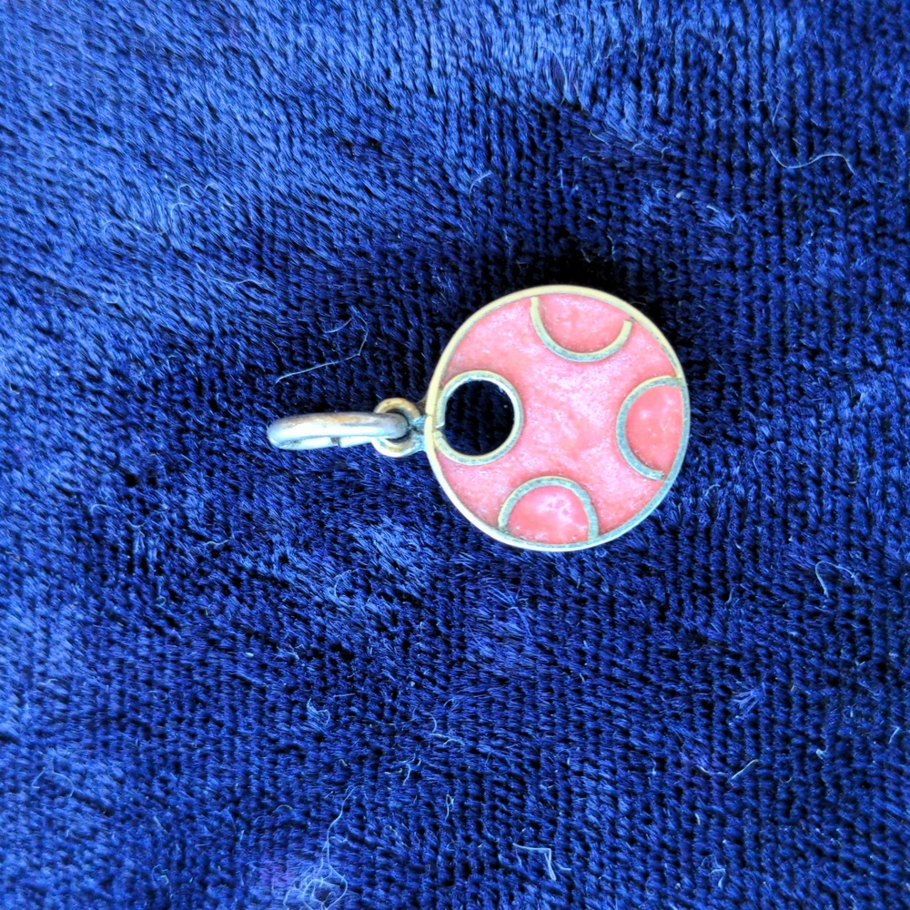 Vintage Modernist Mid-Century Modern pendant with pink (or pastel rose) enamel